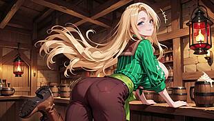 blonde maid in tight uniform gets flushed
