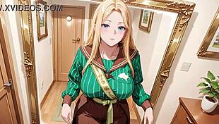 blonde maid in tight uniform gets flushed
